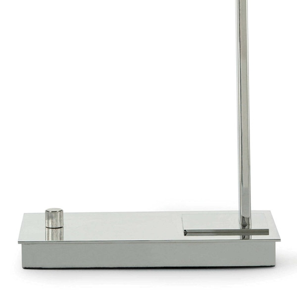 dimmer knob of adjustable metal desk lamp with a polished nickel finish
